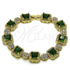 Oro Laminado Tennis Bracelet, Gold Filled Style Cluster Design, with Green and White Cubic Zirconia, Polished, Golden Finish, 03.283.0513.07