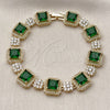 Oro Laminado Tennis Bracelet, Gold Filled Style Cluster Design, with Green and White Cubic Zirconia, Polished, Golden Finish, 03.283.0513.07 (12 MM Thickness, 8 Inches Length)