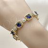 Oro Laminado Tennis Bracelet, Gold Filled Style Cluster Design, with Sapphire Blue and White Cubic Zirconia, Polished, Golden Finish, 03.283.0513.1.07 (12 MM Thickness, 8 Inches Length)