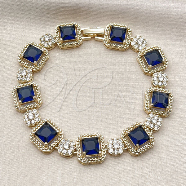 Gold Filled Bracelet — Tennis Bracelet Cluster Design with Sapphire Blue and — alternate product view — SKU 162265 | Oro Laminado brazalete — Tennis Bracelet Cluster diseño with Sapphire Blue and — SKU 162265