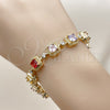 Oro Laminado Tennis Bracelet, Gold Filled Style Cluster Design, with Multicolor and White Cubic Zirconia, Matte Finish, Golden Finish, 03.283.0514.07 (Thickness, 8 Inches Length)