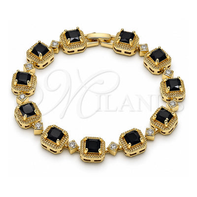 Oro Laminado Tennis Bracelet, Gold Filled Style Cluster Design, with Multicolor and White Cubic Zirconia, Matte Finish, Golden Finish, 03.283.0514.07 (Thickness, 8 Inches Length)