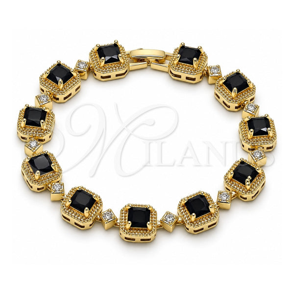 Oro Laminado Tennis Bracelet, Gold Filled Style Cluster Design, with Multicolor and White Cubic Zirconia, Matte Finish, Golden Finish, 03.283.0514.07 (Thickness, 8 Inches Length)