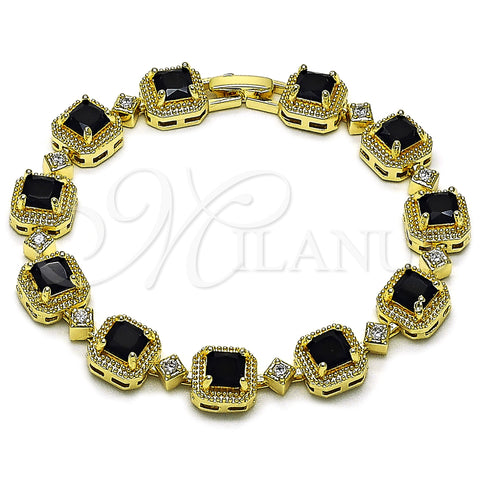 Oro Laminado Tennis Bracelet, Gold Filled Style Cluster Design, with Multicolor and White Cubic Zirconia, Matte Finish, Golden Finish, 03.283.0514.07 (Thickness, 8 Inches Length)