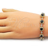 Oro Laminado Tennis Bracelet, Gold Filled Style Cluster Design, with Black and White Cubic Zirconia, Matte Finish, Golden Finish, 03.283.0514.1.07
