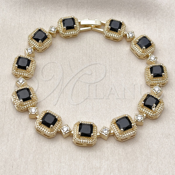 Gold Filled Bracelet — Tennis Bracelet Cluster Design with Black and White — alternate product view — SKU 162268 | Oro Laminado brazalete — Tennis Bracelet Cluster diseño with negro and blanco — SKU 162268