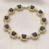 Oro Laminado Tennis Bracelet, Gold Filled Style Cluster Design, with Black and White Cubic Zirconia, Matte Finish, Golden Finish, 03.283.0514.1.07 (Thickness, 8 Inches Length)
