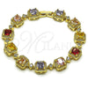 Oro Laminado Tennis Bracelet, Gold Filled Style Cluster Design, with Black and White Cubic Zirconia, Matte Finish, Golden Finish, 03.283.0514.1.07 (Thickness, 8 Inches Length)