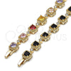 Oro Laminado Tennis Bracelet, Gold Filled Style Cluster Design, with Black and White Cubic Zirconia, Matte Finish, Golden Finish, 03.283.0514.1.07 (Thickness, 8 Inches Length)
