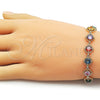 Oro Laminado Tennis Bracelet, Gold Filled Style with Multicolor Cubic Zirconia, Polished, Golden Finish, 03.283.0515.07