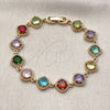 Oro Laminado Tennis Bracelet, Gold Filled Style with Multicolor Cubic Zirconia, Polished, Golden Finish, 03.283.0515.07
