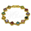 Oro Laminado Tennis Bracelet, Gold Filled Style with Multicolor Cubic Zirconia, Polished, Golden Finish, 03.283.0515.07