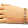 Oro Laminado Tennis Bracelet, Gold Filled Style with Multicolor Cubic Zirconia, Polished, Golden Finish, 03.283.0516.07