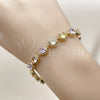 Oro Laminado Tennis Bracelet, Gold Filled Style with Multicolor Cubic Zirconia, Polished, Golden Finish, 03.283.0516.07