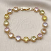 Oro Laminado Tennis Bracelet, Gold Filled Style with Multicolor Cubic Zirconia, Polished, Golden Finish, 03.283.0516.07