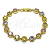 Oro Laminado Tennis Bracelet, Gold Filled Style with Multicolor Cubic Zirconia, Polished, Golden Finish, 03.283.0516.07