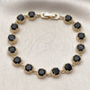 Oro Laminado Tennis Bracelet, Gold Filled Style with Black Cubic Zirconia, Polished, Golden Finish, 03.283.0516.1.07