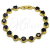 Oro Laminado Tennis Bracelet, Gold Filled Style with Black Cubic Zirconia, Polished, Golden Finish, 03.283.0516.1.07