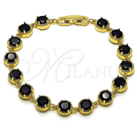 Oro Laminado Tennis Bracelet, Gold Filled Style with Black Cubic Zirconia, Polished, Golden Finish, 03.283.0516.1.07 (08 MM Thickness, 8 Inches Length)