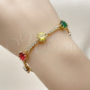 Oro Laminado Tennis Bracelet, Gold Filled Style with Multicolor and White Cubic Zirconia, Polished, Golden Finish, 03.283.0518.07 (Thickness, 7 Inches Length)