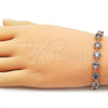 Oro Laminado Tennis Bracelet, Gold Filled Style Heart Design, with Amethyst Cubic Zirconia, Polished, Golden Finish, 03.283.0520.07