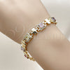 Oro Laminado Tennis Bracelet, Gold Filled Style Cluster Design, with Multicolor and White Cubic Zirconia, Polished, Golden Finish, 03.283.0521.08