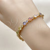 Oro Laminado Tennis Bracelet, Gold Filled Style with Multicolor Cubic Zirconia, Polished, Golden Finish, 03.283.0522.07
