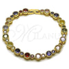 Oro Laminado Tennis Bracelet, Gold Filled Style with Multicolor Cubic Zirconia, Polished, Golden Finish, 03.283.0522.07