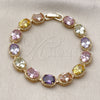 Oro Laminado Tennis Bracelet, Gold Filled Style with Multicolor Cubic Zirconia, Polished, Golden Finish, 03.283.0525.07 (Thickness, 7 Inches Length)