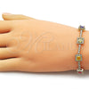 Oro Laminado Tennis Bracelet, Gold Filled Style Cluster Design, with Multicolor and White Cubic Zirconia, Polished, Golden Finish, 03.283.0526.07