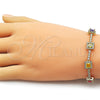 Oro Laminado Tennis Bracelet, Gold Filled Style Cluster Design, with Multicolor and White Cubic Zirconia, Polished, Golden Finish, 03.283.0526.07 (Thickness, 8 Inches Length)