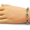 Oro Laminado Tennis Bracelet, Gold Filled Style Cluster Design, with Green and White Cubic Zirconia, Polished, Golden Finish, 03.283.0526.1.07 (Thickness, 8 Inches Length)