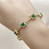 Oro Laminado Tennis Bracelet, Gold Filled Style Cluster Design, with Green and White Cubic Zirconia, Polished, Golden Finish, 03.283.0526.1.07 (Thickness, 8 Inches Length)