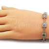 Oro Laminado Tennis Bracelet, Gold Filled Style Cluster Design, with Multicolor and White Cubic Zirconia, Polished, Golden Finish, 03.283.0527.07