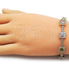 Oro Laminado Tennis Bracelet, Gold Filled Style Cluster Design, with Multicolor and White Cubic Zirconia, Polished, Golden Finish, 03.283.0527.07 (Thickness, 7 Inches Length)