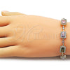 Oro Laminado Tennis Bracelet, Gold Filled Style Cluster Design, with Multicolor and White Cubic Zirconia, Polished, Golden Finish, 03.283.0528.07 (09 MM Thickness, 8 Inches Length)