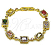 Gold Filled Bracelet — Tennis Bracelet Cluster Design with Multicolor and White — alternate product view — SKU 162287 | Oro Laminado brazalete — Tennis Bracelet Cluster diseño with Multicolor and blanco — SKU 162287