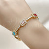 Oro Laminado Tennis Bracelet, Gold Filled Style Cluster Design, with Multicolor and White Cubic Zirconia, Polished, Golden Finish, 03.283.0529.07 (Thickness, 7 Inches Length)
