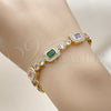 Oro Laminado Tennis Bracelet, Gold Filled Style Baguette and Cluster Design, with Multicolor and White Cubic Zirconia, Polished, Golden Finish, 03.283.0530.07 (Thickness, 7 Inches Length)