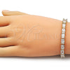 Oro Laminado Tennis Bracelet, Gold Filled Style Baguette Design, with White Cubic Zirconia, Polished, Golden Finish, 03.283.0531.07
