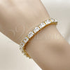 Oro Laminado Tennis Bracelet, Gold Filled Style Baguette Design, with White Cubic Zirconia, Polished, Golden Finish, 03.283.0531.07