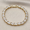 Oro Laminado Tennis Bracelet, Gold Filled Style Baguette Design, with White Cubic Zirconia, Polished, Golden Finish, 03.283.0531.07