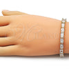 Oro Laminado Tennis Bracelet, Gold Filled Style Baguette Design, with White Cubic Zirconia, Polished, Golden Finish, 03.283.0531.07 (Thickness, 7 Inches Length)