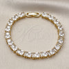 Oro Laminado Tennis Bracelet, Gold Filled Style Baguette Design, with White Cubic Zirconia, Polished, Golden Finish, 03.283.0531.07 (Thickness, 7 Inches Length)
