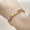 Oro Laminado Tennis Bracelet, Gold Filled Style Baguette Design, with Multicolor Cubic Zirconia, Polished, Golden Finish, 03.283.0531.1.07