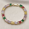 Gold Filled Bracelet — Tennis Bracelet Baguette Design with Multicolor Cubic Zirconia — alternate product view — SKU 162291 | Oro Laminado brazalete — Tennis Bracelet Baguette diseño with Multicolor Cubic Zirconia — SKU 162291