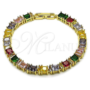 Gold Filled Bracelet — Tennis Bracelet Baguette Design with Multicolor Cubic Zirconia — main product view — SKU 162291 | Oro Laminado brazalete — Tennis Bracelet Baguette diseño with Multicolor Cubic Zirconia — SKU 162291