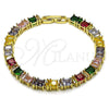 Oro Laminado Tennis Bracelet, Gold Filled Style Baguette Design, with Multicolor Cubic Zirconia, Polished, Golden Finish, 03.283.0531.1.07 (Thickness, 7 Inches Length)