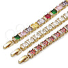 Gold Filled Bracelet — Tennis Bracelet Baguette Design with Multicolor Cubic Zirconia — alternate product view — SKU 162291 | Oro Laminado brazalete — Tennis Bracelet Baguette diseño with Multicolor Cubic Zirconia — SKU 162291