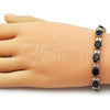 Oro Laminado Tennis Bracelet, Gold Filled Style with Black and White Cubic Zirconia, Polished, Golden Finish, 03.283.0533.08